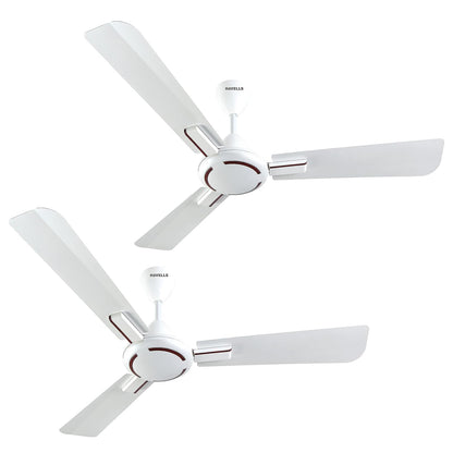 Havells 1200Mm Ambrose Es Ceiling Fan|Premium Finish,Decorative Fan,Elegant Looks,High Air Delivery,Energy Saving,100% Pure Copper Motor|2 Year Warranty By Brand|(4 stars,Pack Of 2,Nickel Saphire)