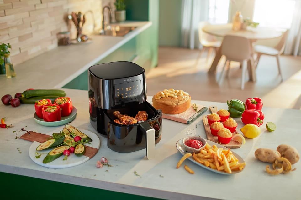 Philips Essential Air Fryer HD9252/70 with Rapid Air Technology, uses up to 90% less fat