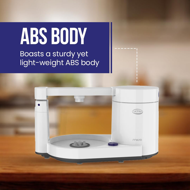 ULTRA Abs Plastic Micro 1.75 Litre Table Top Wet Grinder - White| Fast Grinding Conical Stones,85W Power & 5 Years Warranty|AISI 304 Food-Grade SS Multi Utility Cylindrical Type Drum