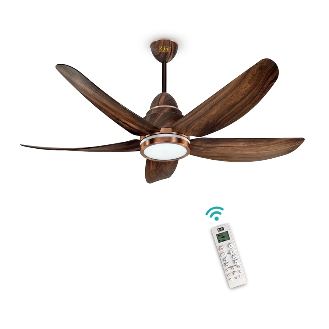 KUHL Luxus C5 1200mm Stylish 65% Power Saving BLDC Ceiling Fan with Remote | Night & Down Light|29W |BEE 5 Star | Low Noise | IoT Operate via Mobile & Alexa | Reverse Mode | Free Installation | White