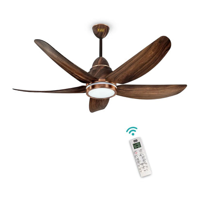 KUHL Luxus C5 1200mm Stylish 65% Power Saving BLDC Ceiling Fan with Remote | Night & Down Light|29W |BEE 5 Star | Low Noise | IoT Operate via Mobile & Alexa | Reverse Mode | Free Installation | White
