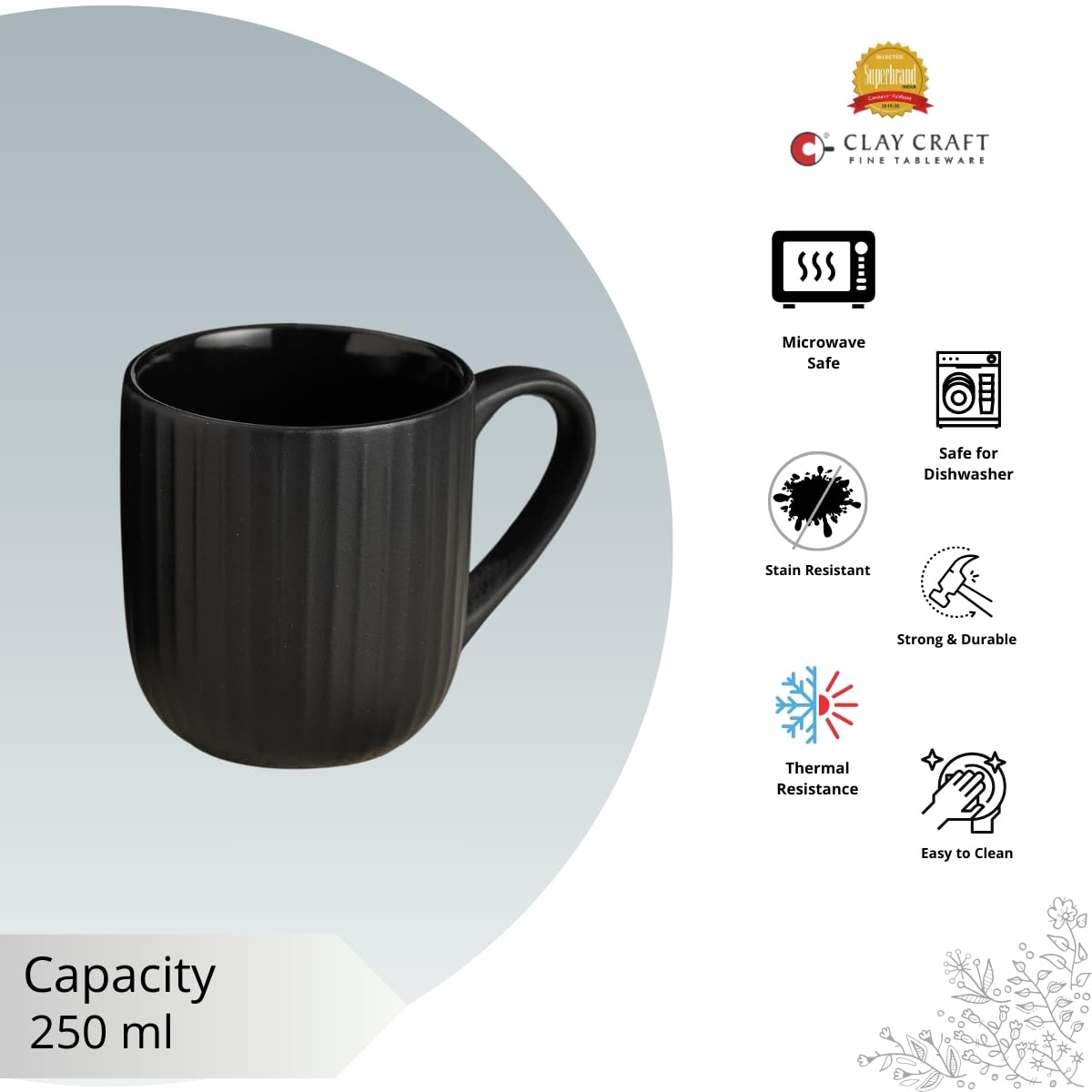 Clay Craft Fine Ceramic Linea Black Cups & Saucer, Set of 12, Cups for Tea & Coffee, Gift Set, Elegant Design for Home and Kitchen and Can Be Gifted to Your Loved Ones On Any Occassions