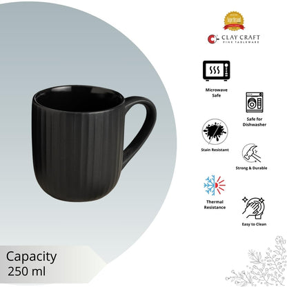 Clay Craft Fine Ceramic Linea Black Cups & Saucer, Set of 12, Cups for Tea & Coffee, Gift Set, Elegant Design for Home and Kitchen and Can Be Gifted to Your Loved Ones On Any Occassions