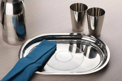 Dynore Stainless Steel Deep Inside Rectangle Shape Serving Tray for Serving Purpose