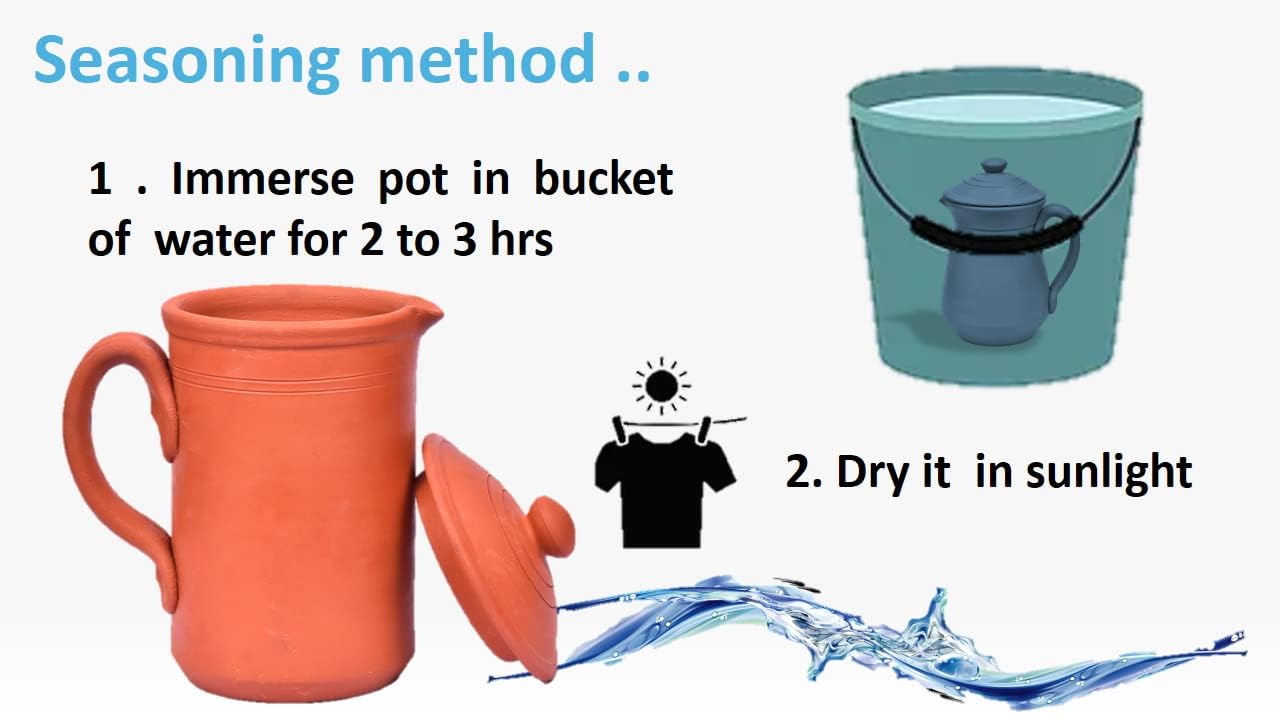 Clay jug for wateClay Water Pot with lid Pitcher Carafe(1500 ML)