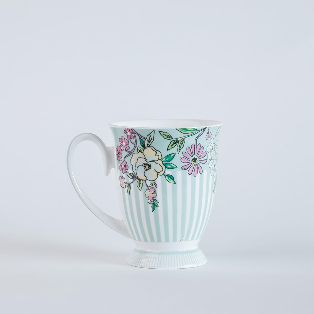 Magique by The Wishing Chair x ClayCraft : Trellis Happy Days Ceramic Coffee Mug – 300 ml | Handcrafted Floral Cup | Elegant Lightweight Coffee Mug | Microwave & Dishwasher Safe | Tea Mug