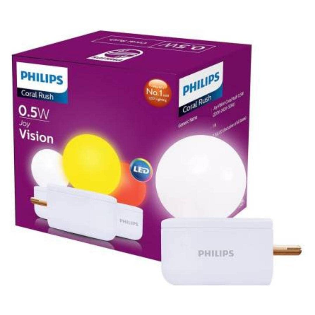 Philips Joy Vision Coral Rush 0.5-Watt LED Bulb,Pack of 3 (Box of 1 White