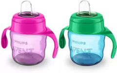 Philips Avent Toddler Spout Cup, 200 Ml, Pack of 2 (1 Blue 1 Pink) Twin Handle, Plastic Material