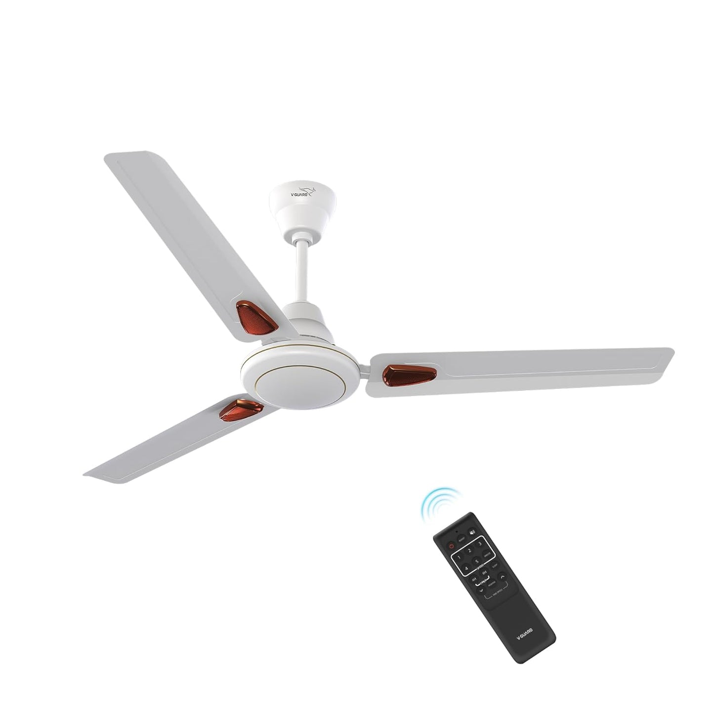 V-Guard Windle Deco BLDC Ceiling Fan for Home | BEE 5 Star Rating | Remote Control | 380 RPM | 1.2 meters | 2-Year Coverage | White