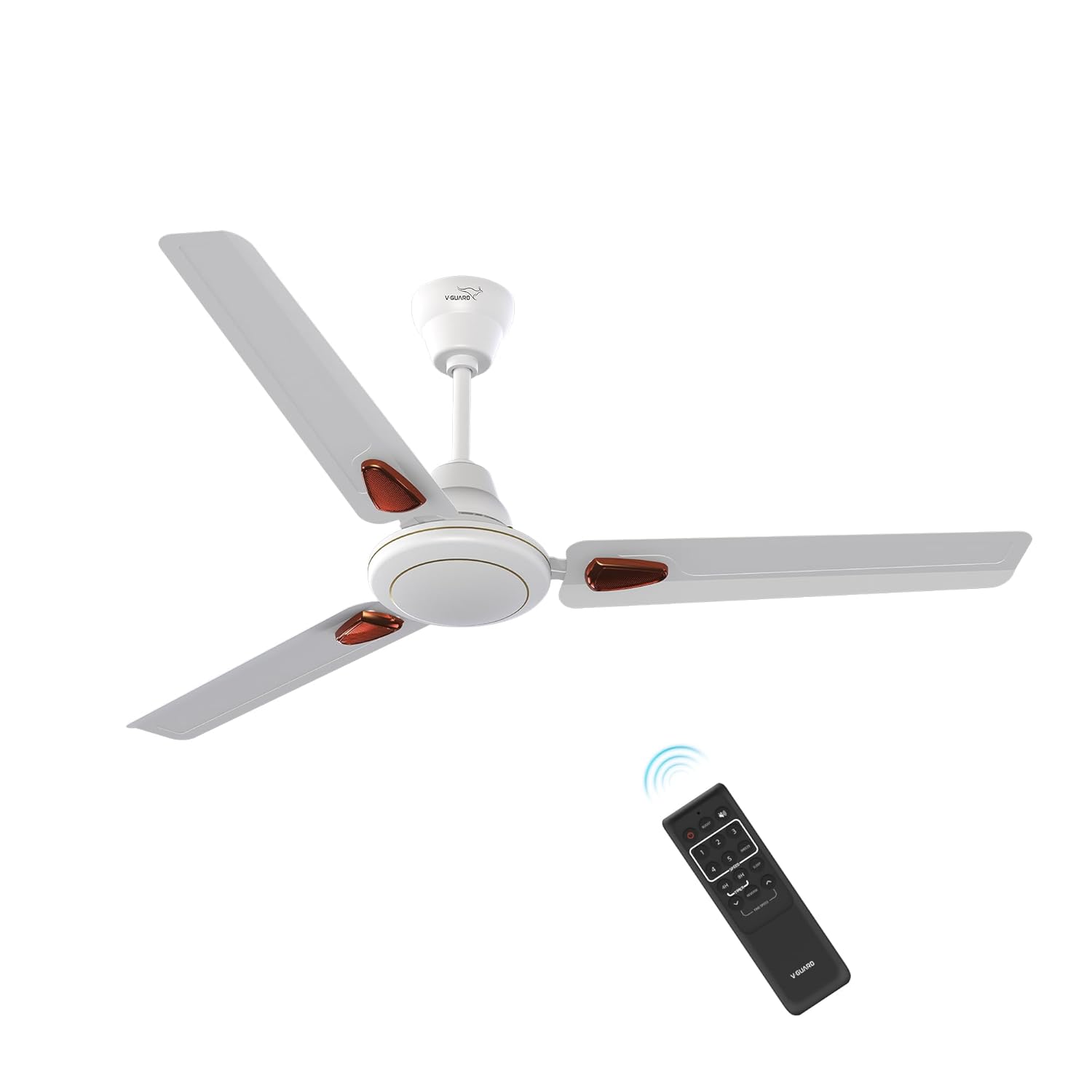 V-Guard Windle Deco BLDC Ceiling Fan for Home | BEE 5 Star Rating | Remote Control | 380 RPM | 1.2 meters | 2-Year Coverage | White