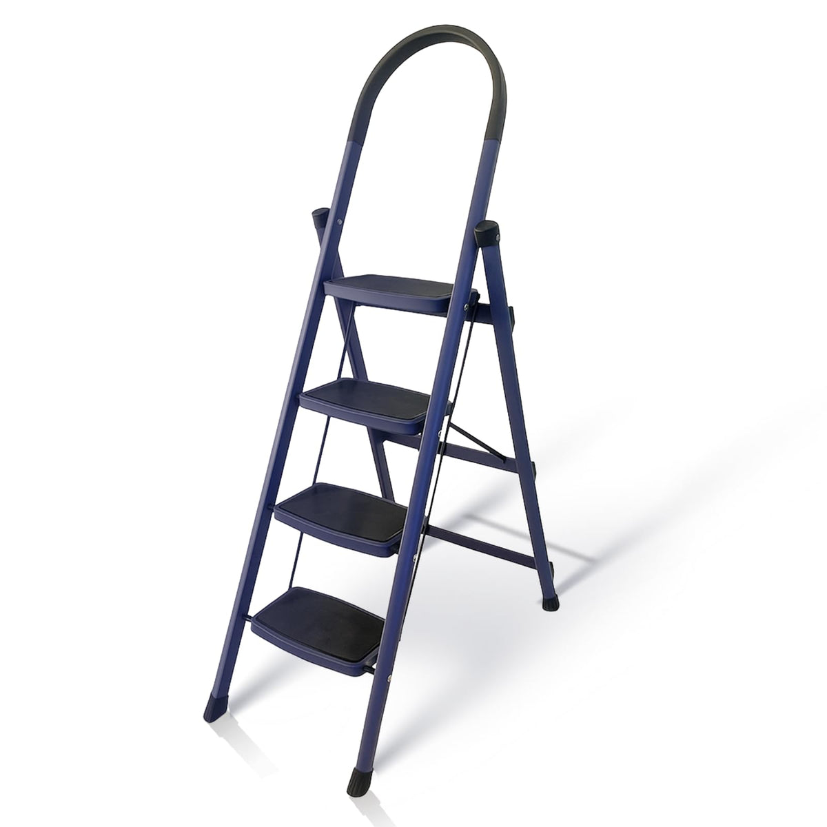 HOUZA Steel Ladder for Home 7 Steps Foldable with Anti-Skid Wide Steps (30cm x 20cm) | 7 Step Ladder for Home Use with D-Shape Rods | Secure Lock | 150 Kg Capacity Folding Ladder | 5 Year Warranty