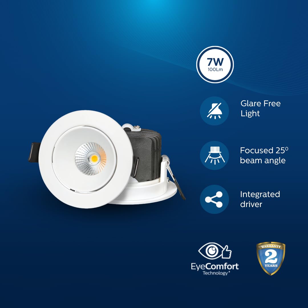 Philips 7-Watt Round Astra Spot Recessed COB Spot Light (Natural White,Pack of 4)