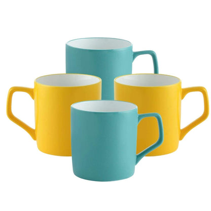 Clay Craft Fine Ceramic Solid Teal and Green Coffee Mugs Set of 4 Perfect for Your Modern Kitchen and for Gifting Purpose