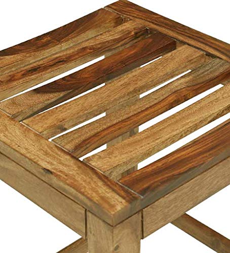 Wooden Bar Chairs for Home | Long High Chair for Kitchen | Sheesham Wood, Set of 1, Dark Honey