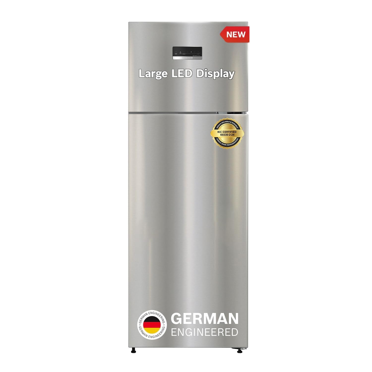 Bosch 368L, 1 Star, Frost Free Double Door Refrigerator with 2.5 L Water Dispenser | 6-in-1 Convertible Storage Modes | Fresh up to 10 Days | Touch Panel | 2 Cooling System (CTC39S21AI, Steel, 2026)
