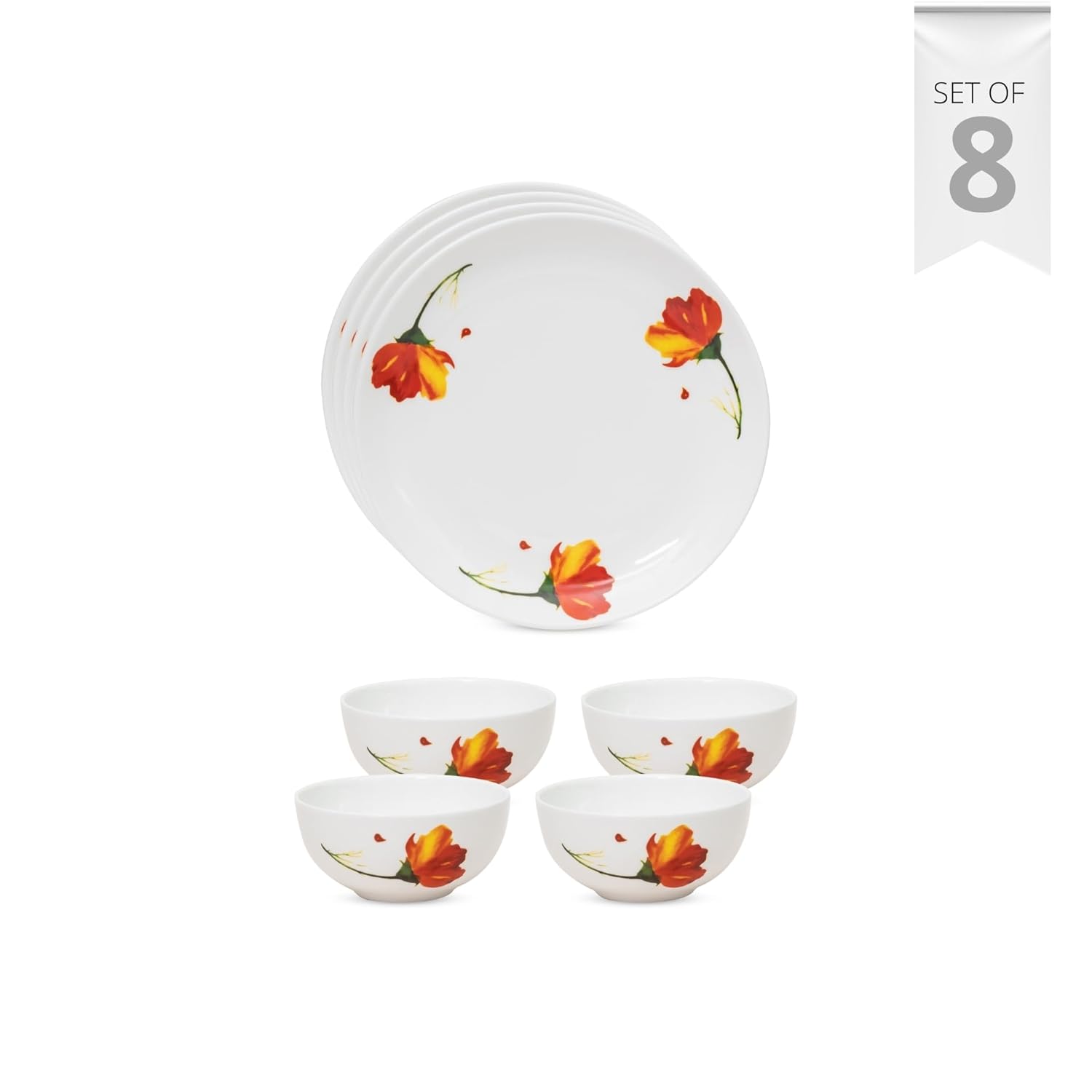 Clay Craft Fine Ceramic Eco Dinner Set, Enchanting Gold, for Family of 4, Dinner Set Ceramic, Crockery Set, Dining Set for Dinner, Crockery Set for Gift, Kitchen Set (ECO3, 8 Pieces)