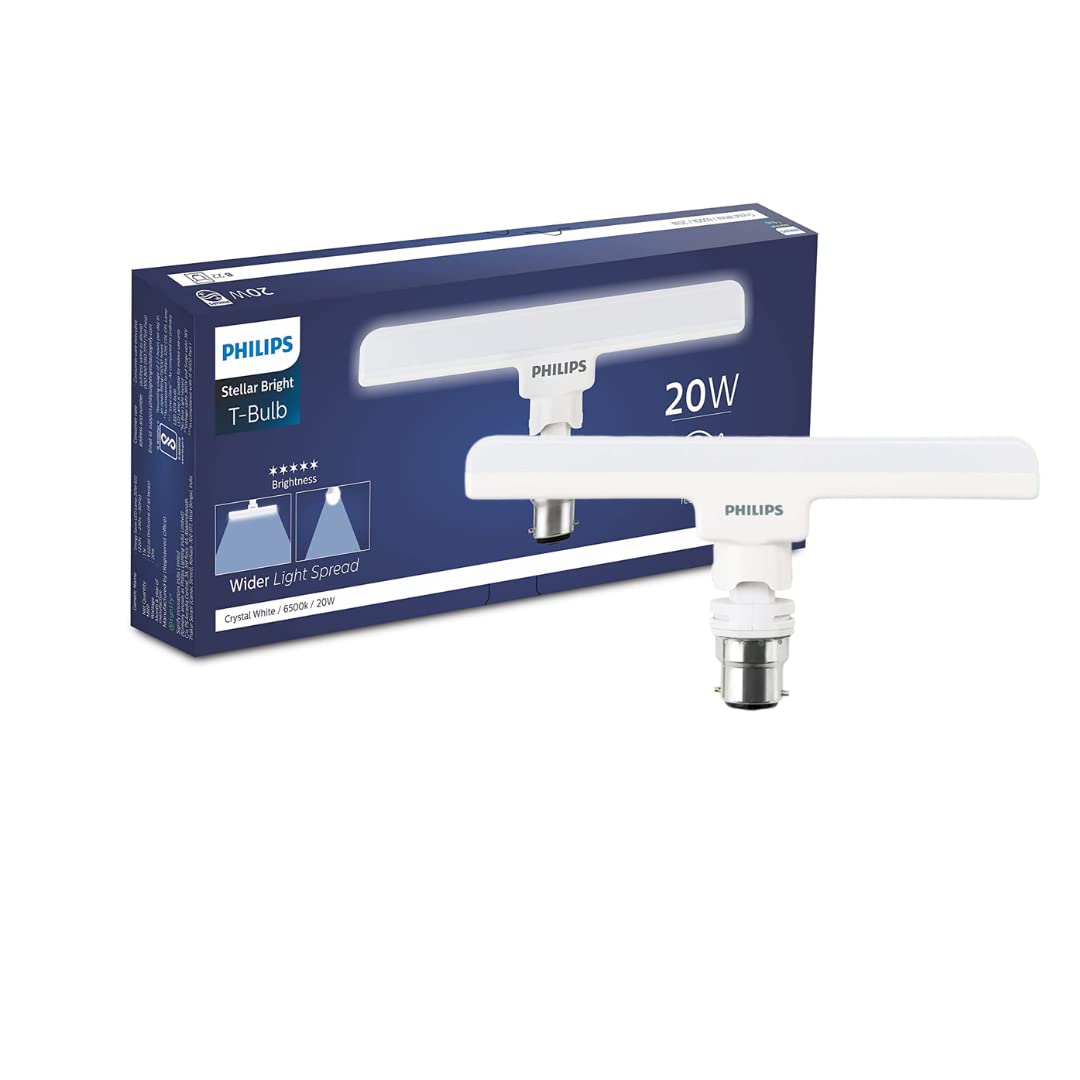 Philips Stellar Bright 20-watt LED T-Bulb, Base B22 (Crystal White) - Pack of 2
