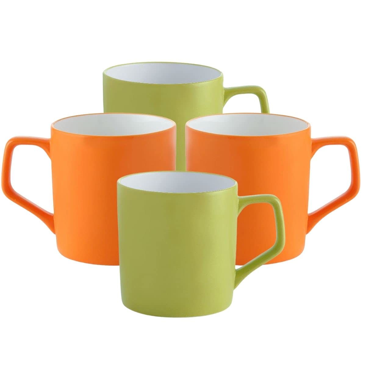 Clay Craft Fine Ceramic Solid Orange and Yellow Coffee Mugs Set of 4 Perfect for Your Modern Kitchen and for Gifting Purpose- Multi
