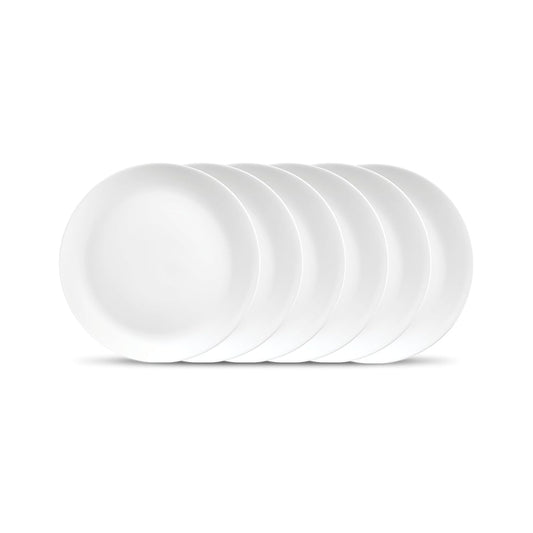 Diva by La Opala, Cosmo Collection, Opal Glass Full Plate Set 11" 6 pcs, Plainware, White
