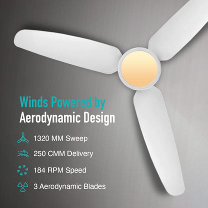 KUHL Luxus C3 1320 mm Stylish 65% Power Saving BLDC CeilingFan with Remote|Night & Down Light|29W|BEE 5 Rated & ISI Marked|Low Noise| IoT Operate via Mobile & Alexa|ReverseMode|FreeInstallation|White