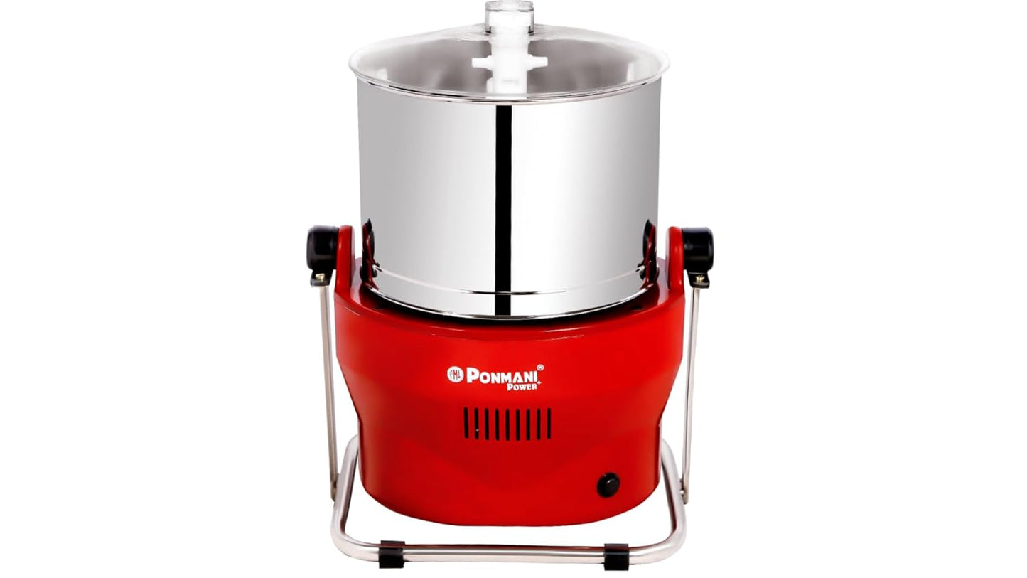 Ponmani Power Plus - 3Ltr Tilting Wet Grinder (Red, 225W Copper Motor, Fast Grinding)