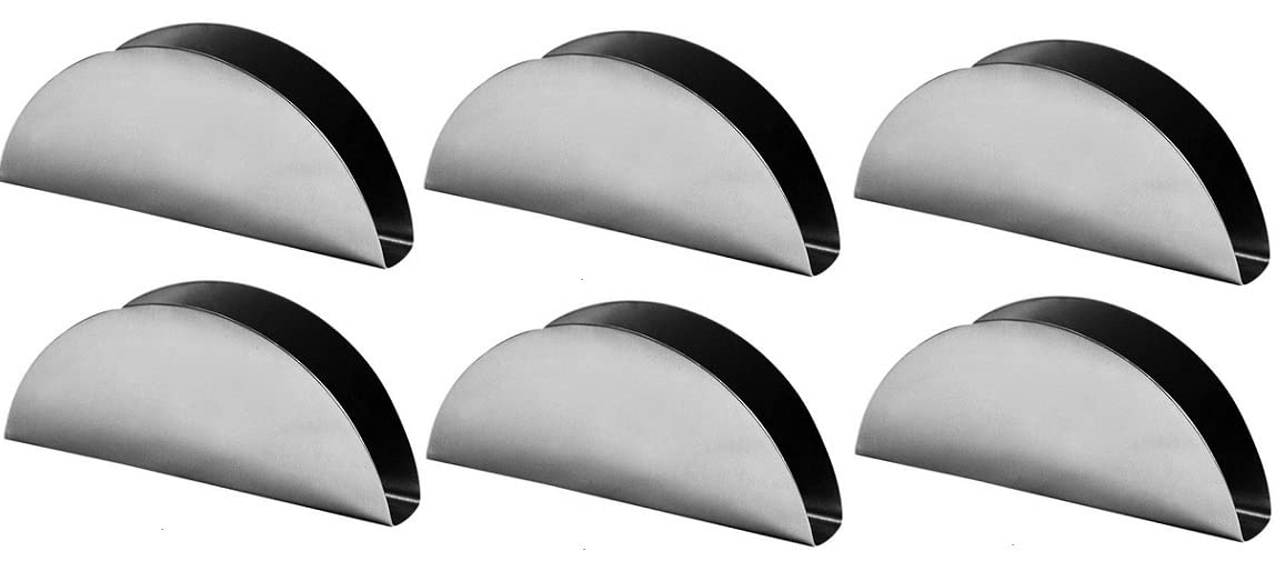 Dynore Stainless Steel Set of 6 Half Moon Napkin/Tissue Holder