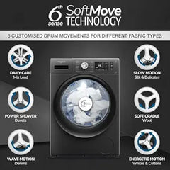 Whirlpool 7 Kg 5 Star Inverter Front Load Washing Machine with In-Built Heater (SUPREME CARE 7012 -E, Midnight Grey, 100+ Tough Stains, Steam Technology, 2025 Model)