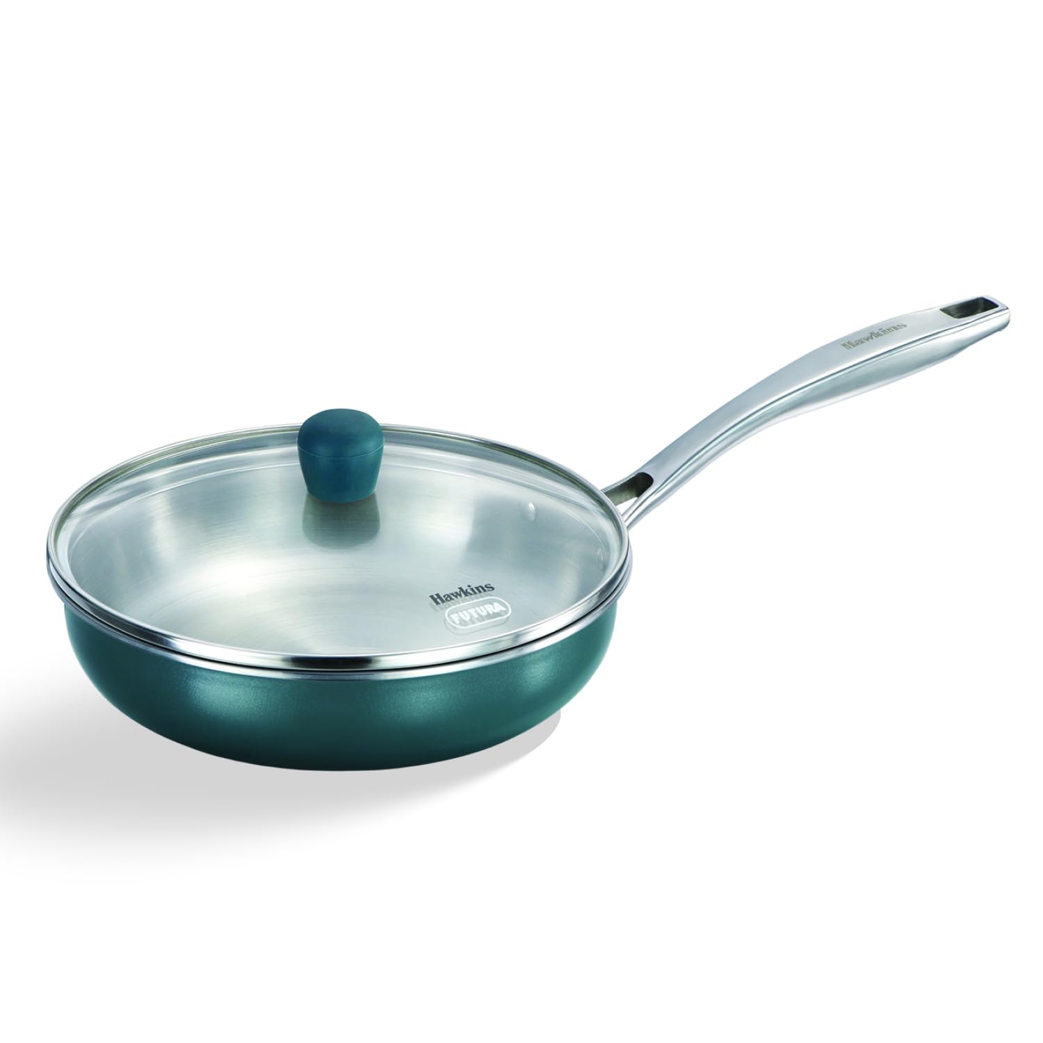 Hawkins Olive Pro 22 cm Frying Pan, Triply Stainless Steel Fry Pan with Stainless Steel Handle and Stainless Steel Lid, Green (POSF22G)