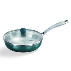 Hawkins Olive Pro 22 cm Frying Pan, Triply Stainless Steel Fry Pan with Stainless Steel Handle and Stainless Steel Lid, Green (POSF22G)