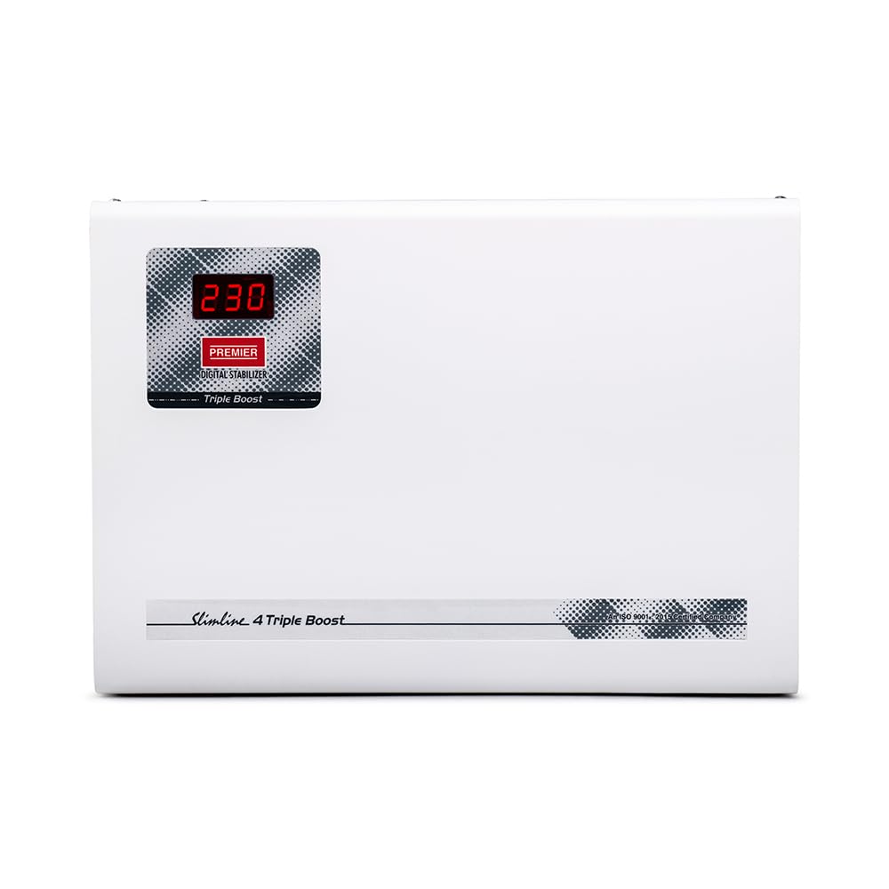 Premier 4 Slimline TB 4090 Air Conditioner Stabilizer - Up to 1.5 Ton | Extreme Voltage Tolerance: 90V-280V | 12 Ampere | Triple Boost Technology