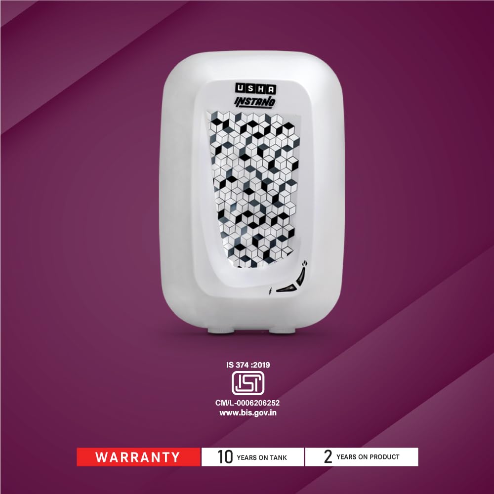 USHA Instano Instant 1-Litre Verticle Water Heater (Moonlight White),Free Installation
