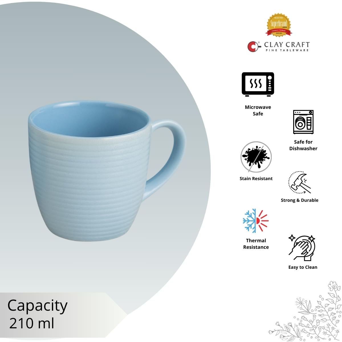 Clay Craft Fine Ceramic Horizon Blue Cups & Saucer, Set of 12, Cups for Tea & Coffee, Gift Set, Elegant Design for Home and Kitchen and Can Be Gifted to Your Loved Ones On Any Occassions