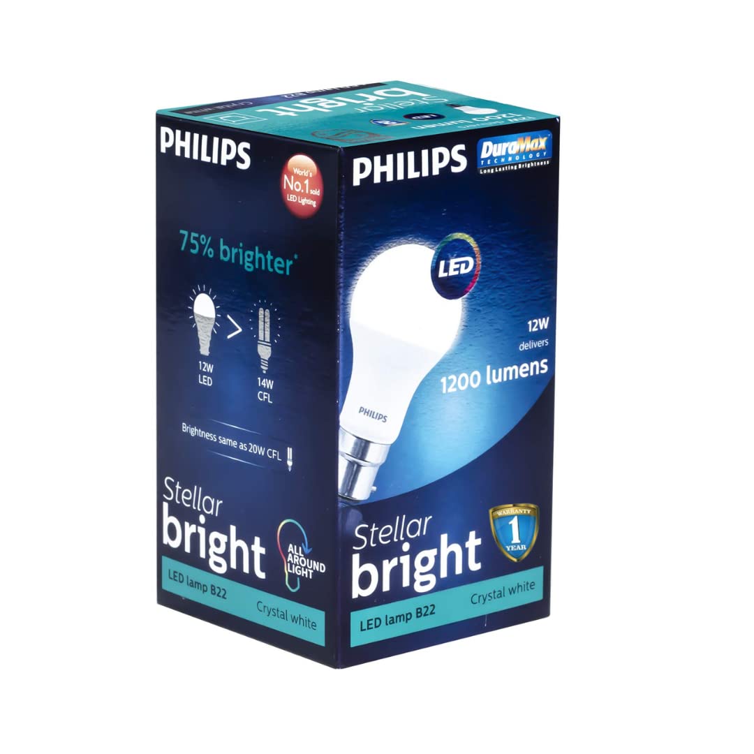 Philips Base B22 12 Watt LED Bulb (Cool Day Light, Pack of 12)