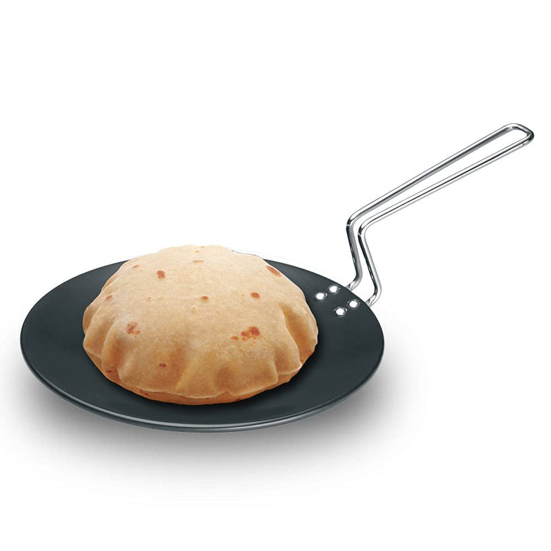 Hawkins Futura 26 cm Tava, Hard Anodised Tawa with Plastic Handle, Extra Thick Tawa, Black (AT26XP)