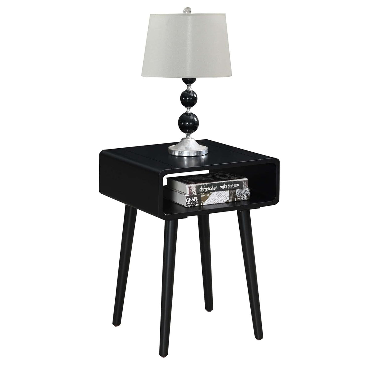 Bedside end Table Open Shelf | Sofa Side Table | Bedroom Table | Tall End Table | Rosewood | Color Black (Brown