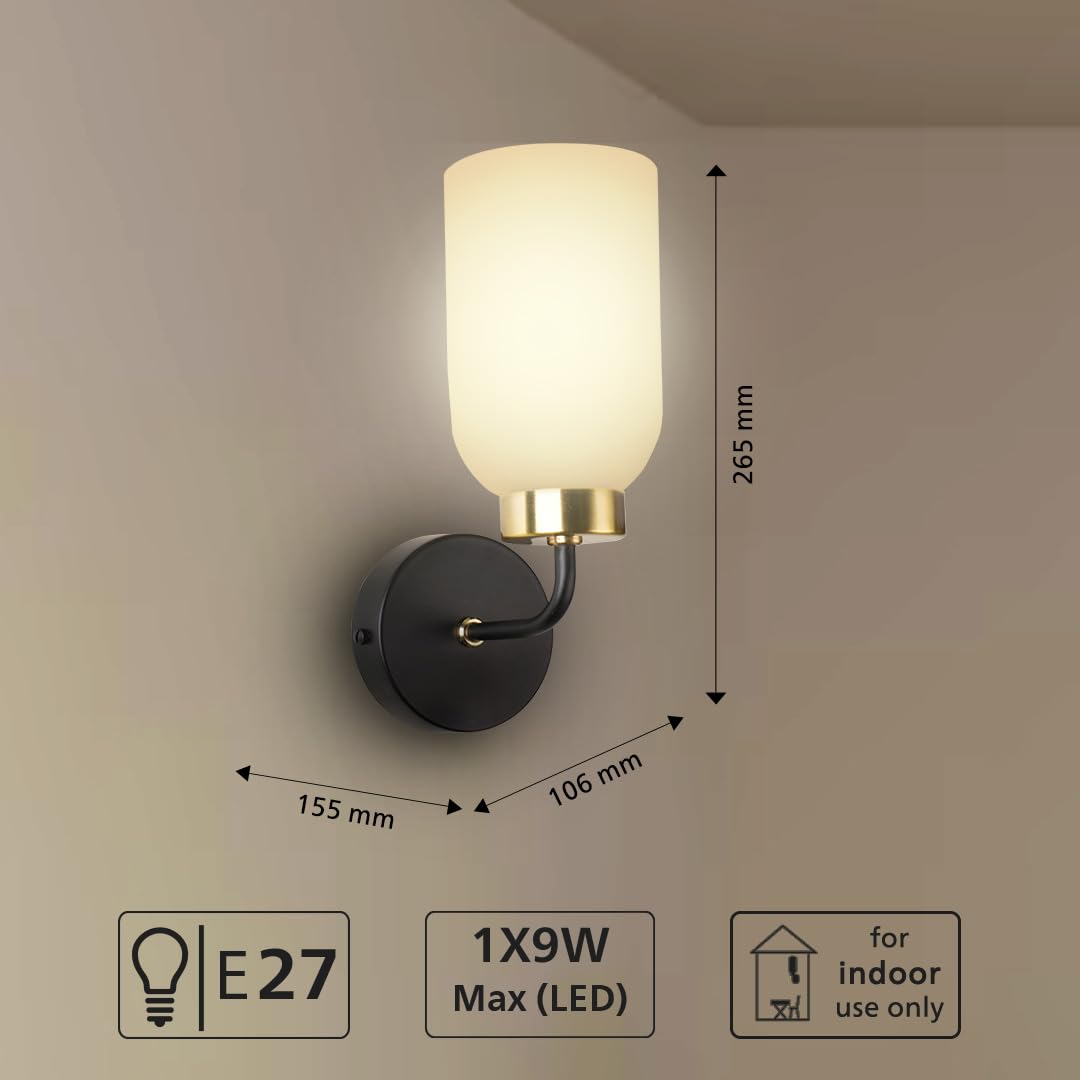Philips Glow Black & Brass Wall Light