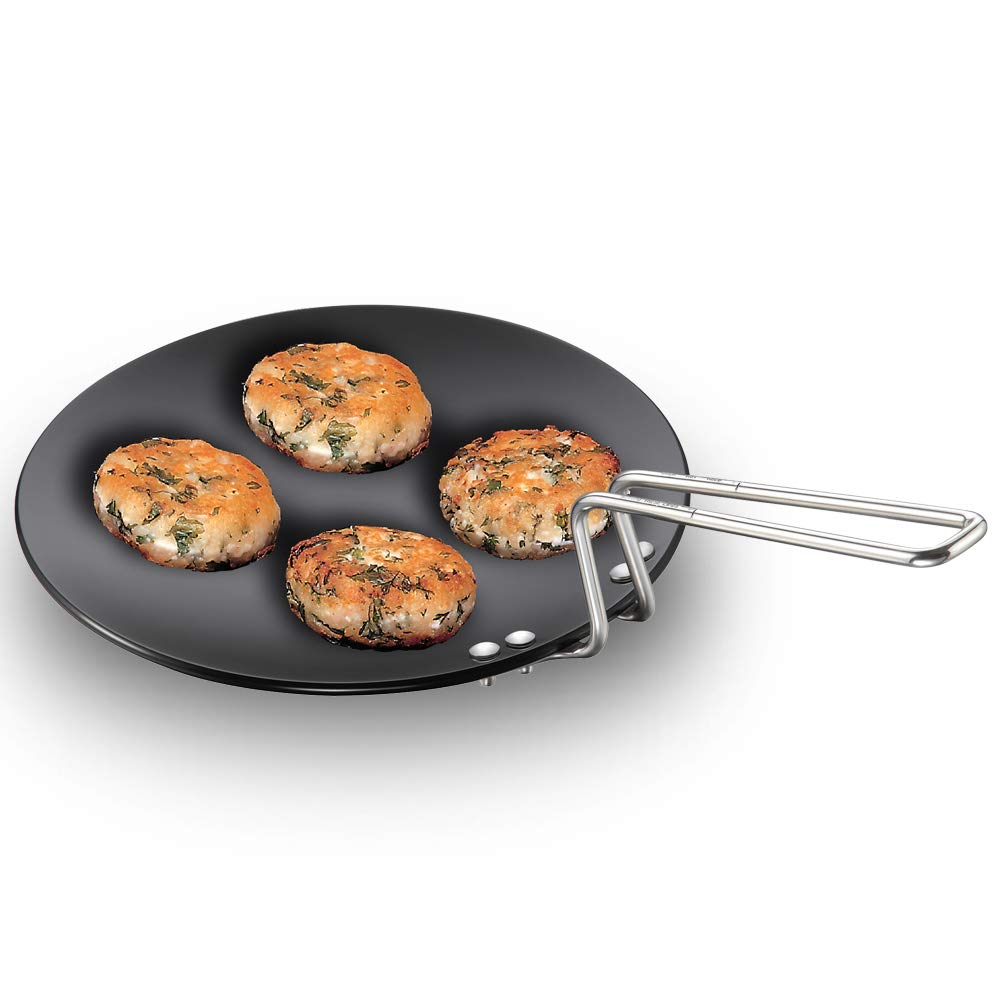 Hawkins Futura 28 cm Tava, Hard Anodised Tawa with Stainless Steel Handle, Black (AT28)