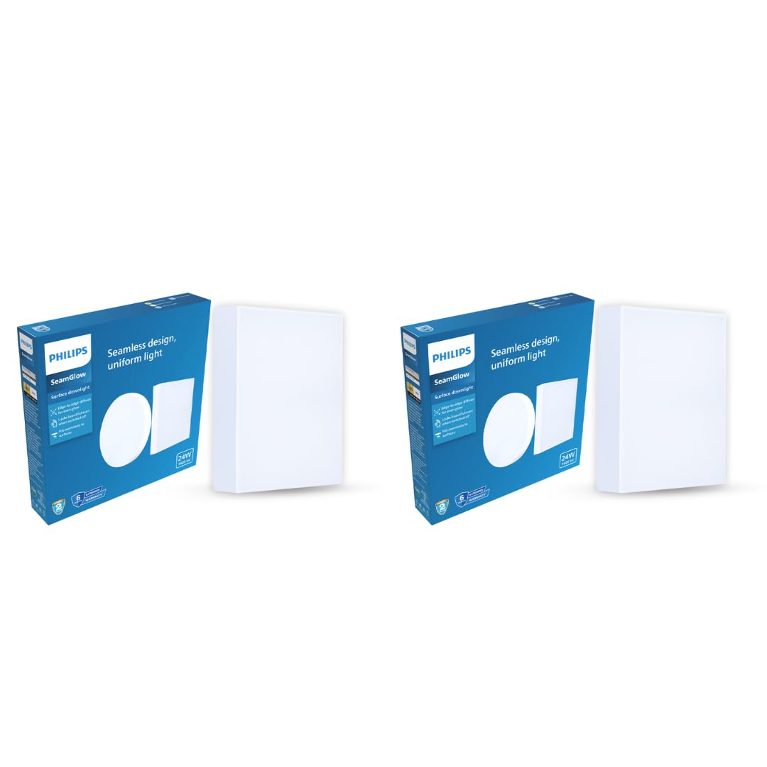 Philips 24W SeamGlow Square LED Surface Downlight (Pack of 2)