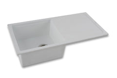 Faber Verona Ingranite34"X17"Single Bowl Sink with Drainboard|Includes Plumbing Waste Kit|25 Years Warranty|Silent,Scrat