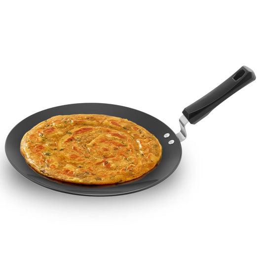 Hawkins Futura 30 cm Tava, Hard Anodised Tawa with Plastic Handle, Black (AT30P)
