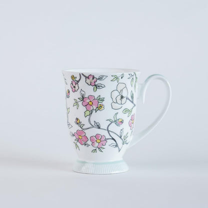 Magique by The Wishing Chair x ClayCraft : Vines Happy Days Ceramic Coffee Mug 300ml | Fine China Floral Milk Tea Cup | Microwave & Dishwasher Safe | Elegant Mug for Home Office Gifting