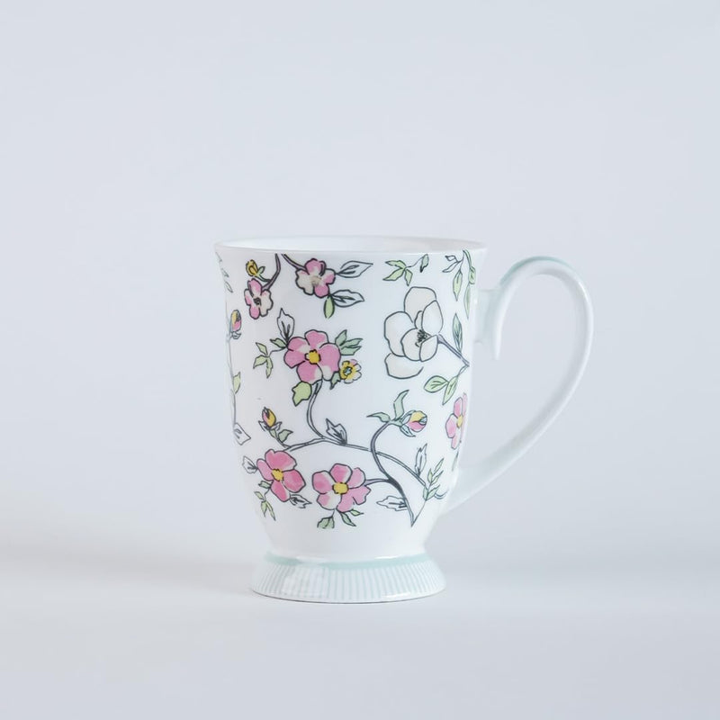 Magique by The Wishing Chair x ClayCraft : Vines Happy Days Ceramic Coffee Mug 300ml | Fine China Floral Milk Tea Cup | Microwave & Dishwasher Safe | Elegant Mug for Home Office Gifting