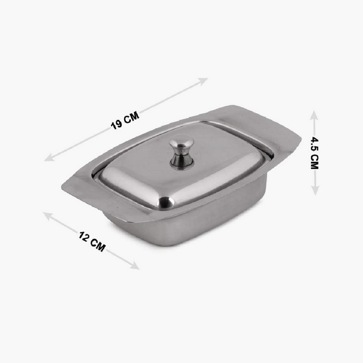 Dynore Stainless Steel Butter Dish/Butter Pot with Lid- Set of 2