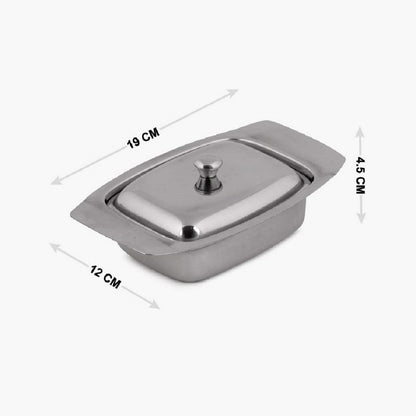 Dynore Stainless Steel Butter Dish/Butter Pot with Lid- Set of 2