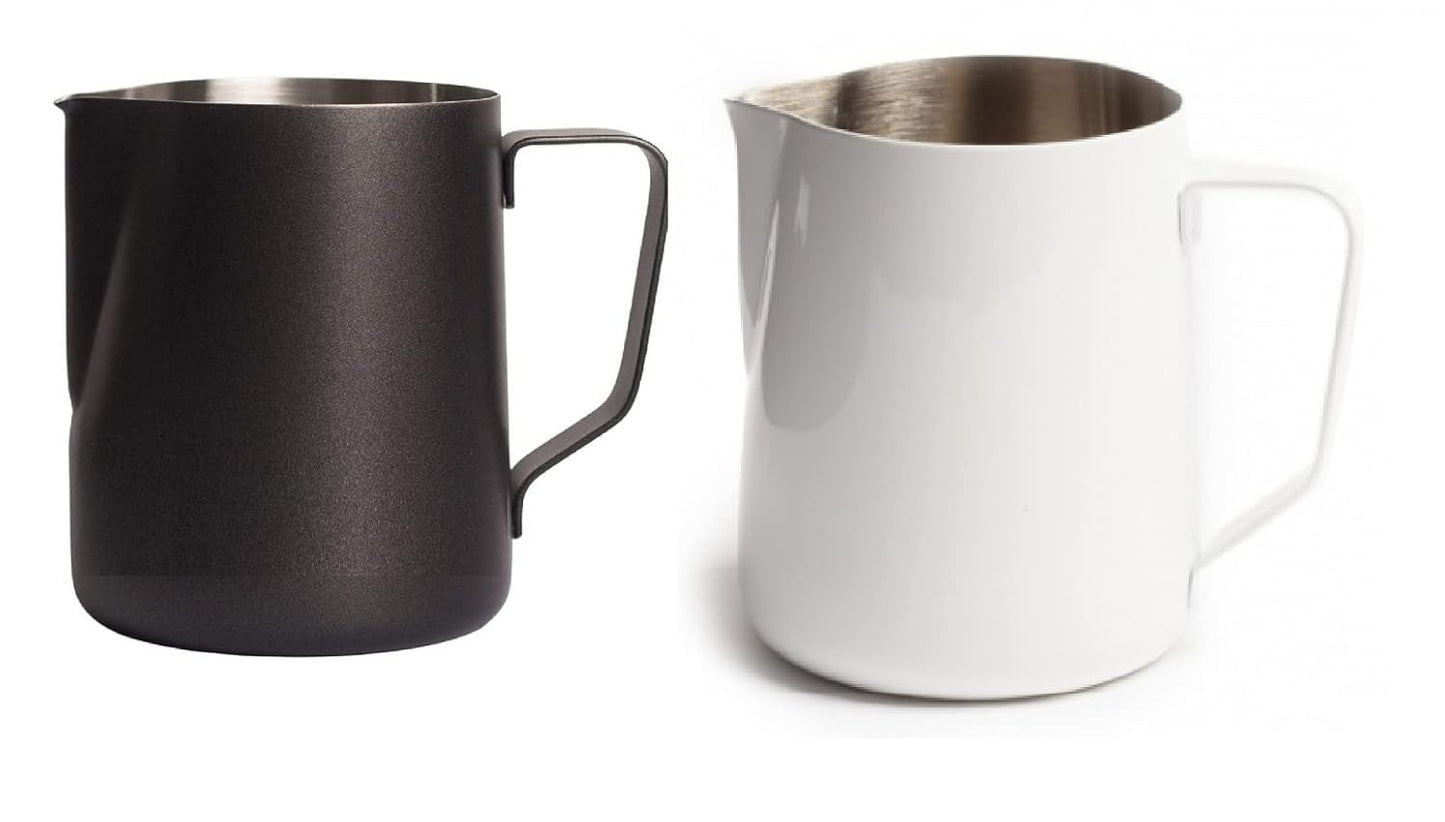 Dynore Stainless Steel Stainless Matte Black/White Milk Jug 600/800 ml of Each- Set of 2