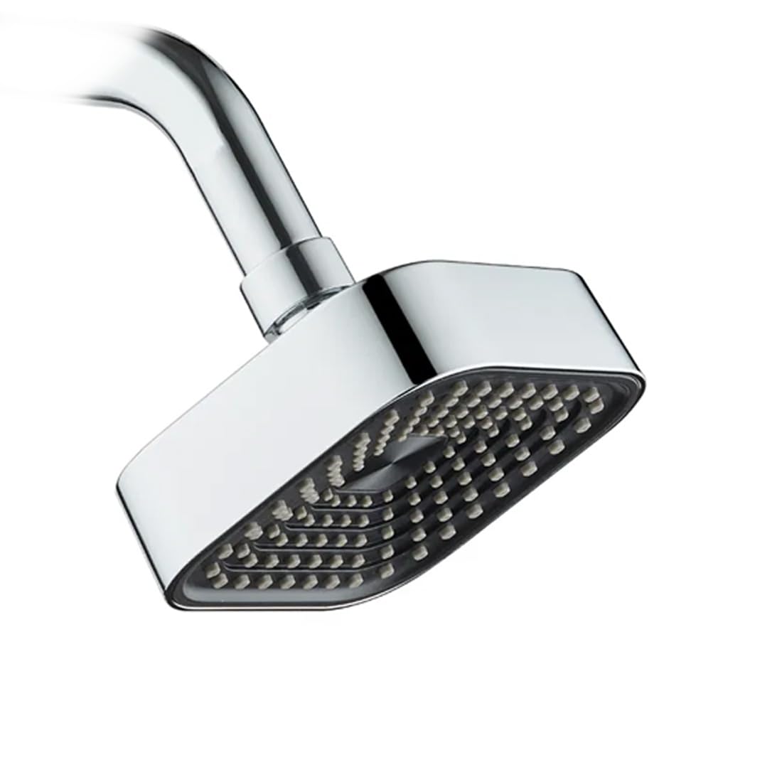 HOUZA Round Shower Head for Bathroom | 4 Inch Single Flow Overhead Shower without Arm | Adjustable Bathroom Shower with Even Water Flow & Rust Resistant | Anti-Clog Silicone Nozzles for Wall Mounting