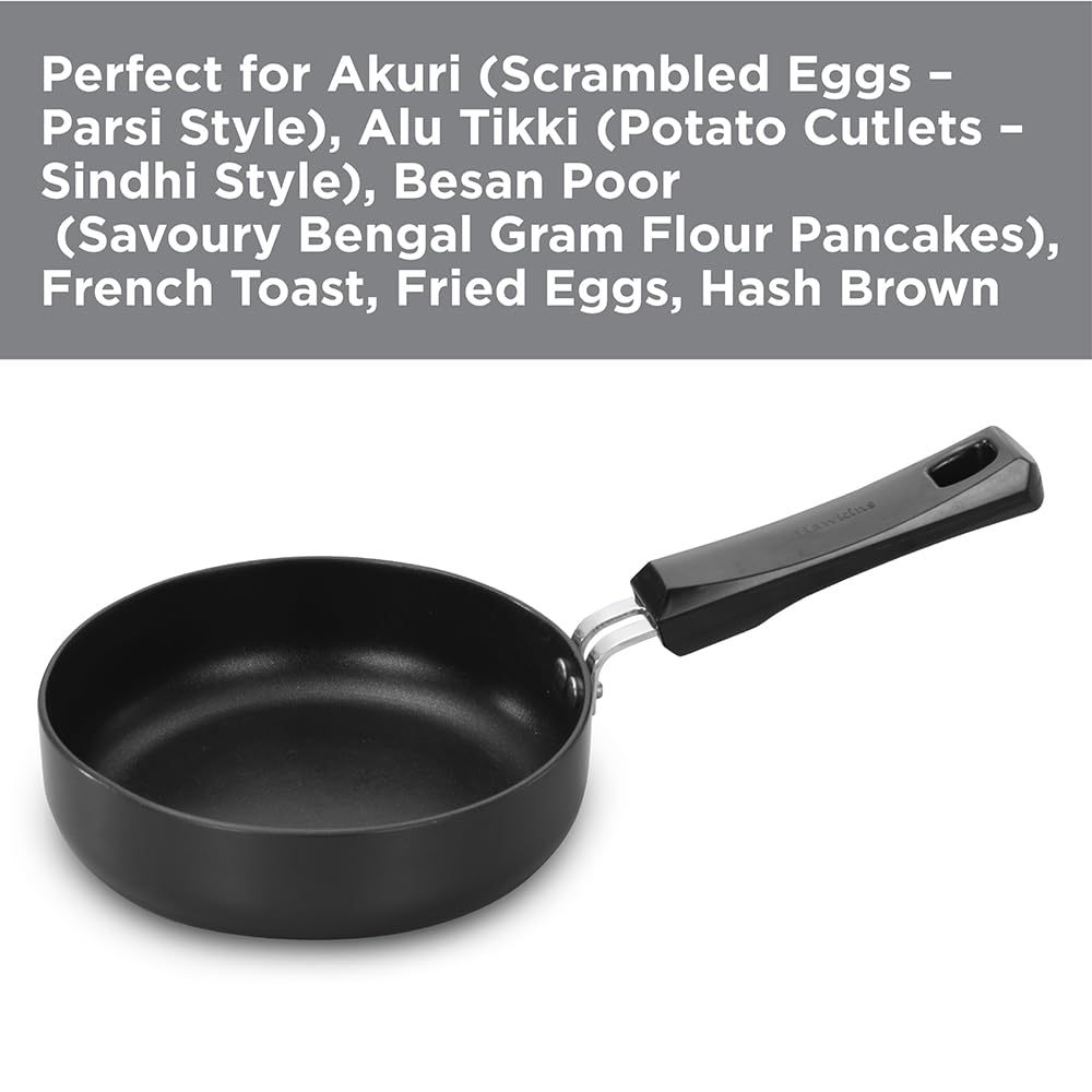 Hawkins Futura 16 cm Frying Pan, Non Stick Fry Pan, Induction Omelette Pan, Small Frying Pan, Black (INF16)