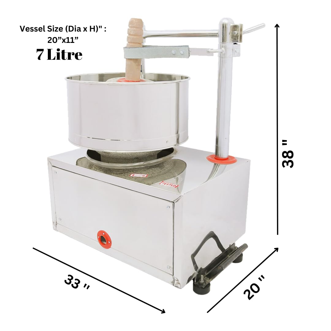 KRN Stainless Steel Commercial Ordinary Wet Grinding Stone Set 7 Litre