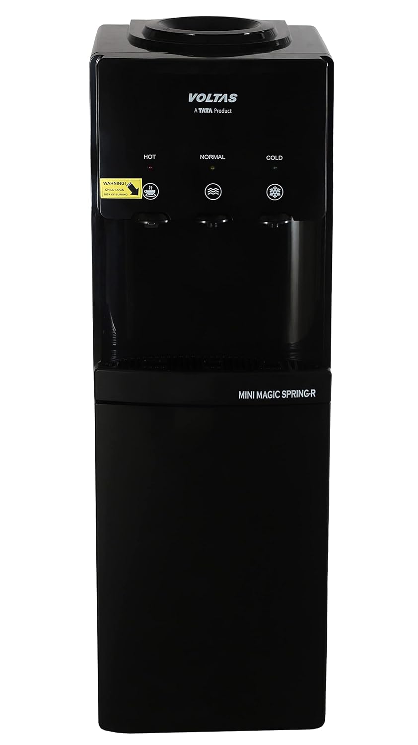 Voltas Spring-R Water Dispenser with Three Temperature Tap and Small Refrigerator (Black Color)
