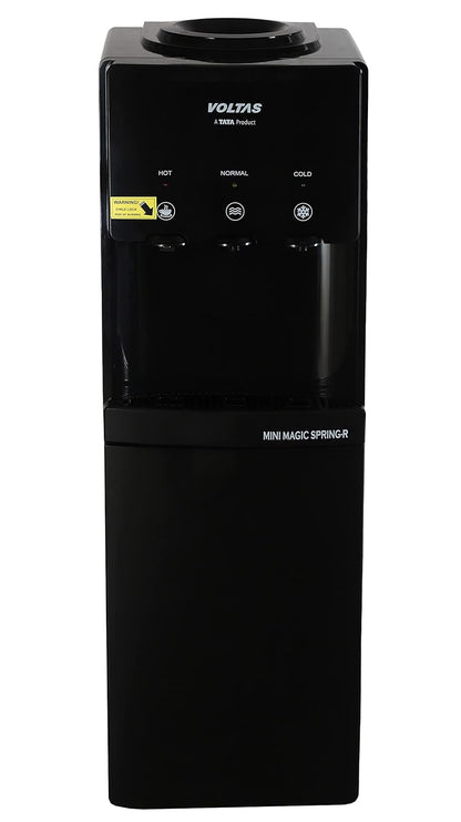 Voltas Spring-R Water Dispenser with Three Temperature Tap and Small Refrigerator (Black Color)